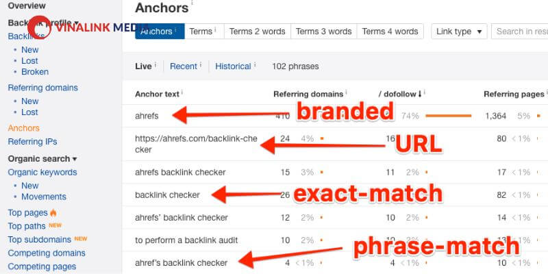 Phân loại backlink theo các loại anchor text